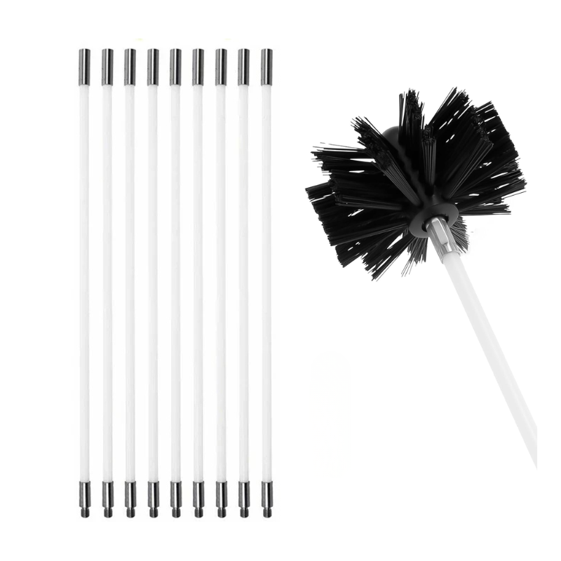 Chimney Cleaning Brush Flexible Dryer Vent Cleaner Extendable Rod Tool - 9 Pcs Flexible Extension Rods