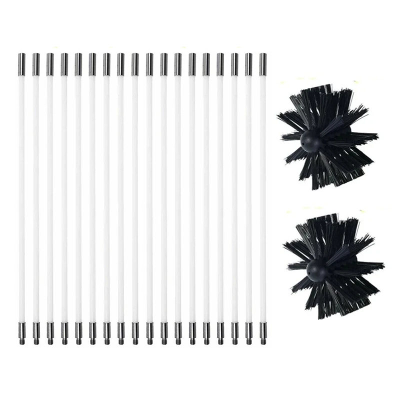 Chimney Cleaning Brush Flexible Dryer Vent Cleaner Extendable Rod Tool - 18 Pcs Flexible Extension Rods
