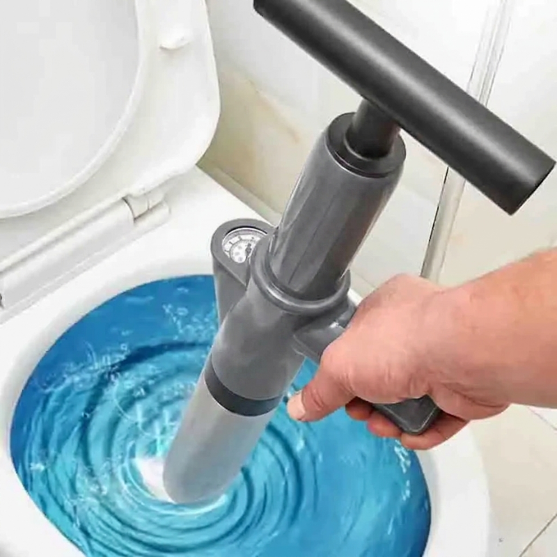 Drain Unclogger Pump High Pressure Portable Pipe Cleaner for Toilet Sink - Gray