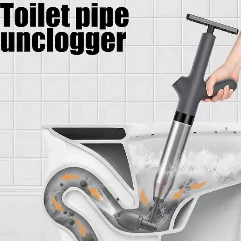 Drain Unclogger Pump High Pressure Portable Pipe Cleaner for Toilet Sink - Gray