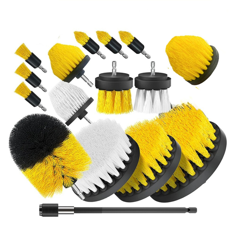 Drill Brush Attachment Set 15pcs Power Scrubber Cleaning Kit with Extension Rod - 15 Pcs