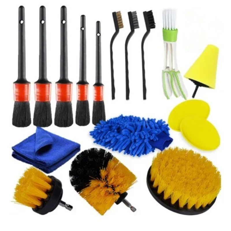 Car Detailing Kit with Drill Brushes Cleaning Tools Set with Carry Bag - 18 Pcs