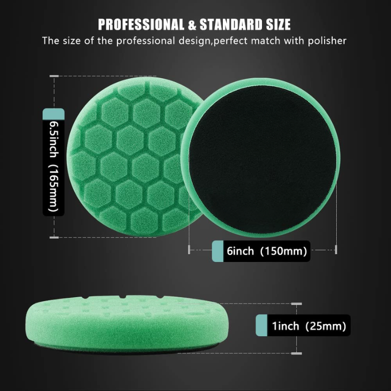Polishing Pad Set 6 Inch Sponge Buffing Pads for Car Waxing - Green 5 Pcs