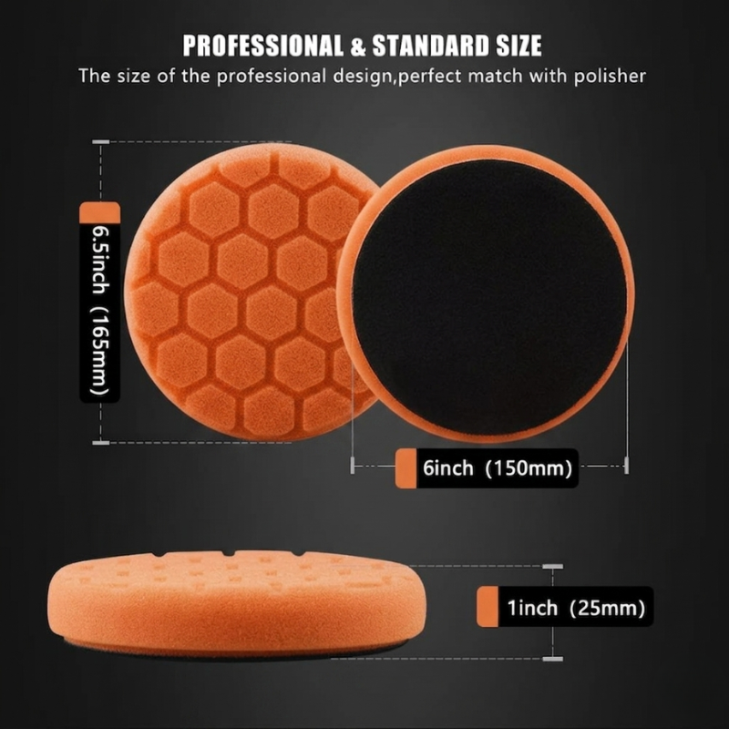 Polishing Pad Set 6 Inch Sponge Buffing Pads for Car Waxing - Orange 5 Pcs