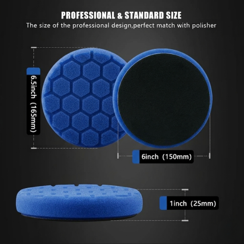 Polishing Pad Set 6 Inch Sponge Buffing Pads for Car Waxing - Blue 5 Pcs