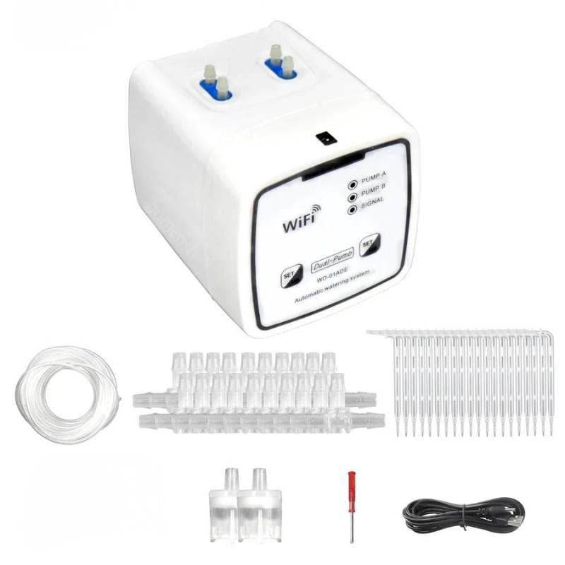 WiFi Automatic Drip Irrigation System Dual Pump Smart Watering Kit - White