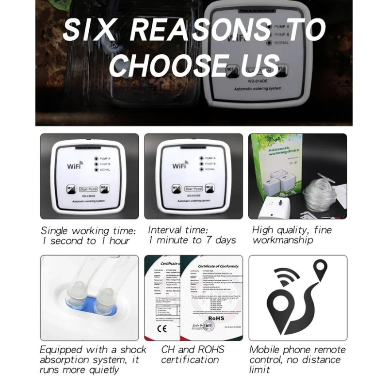WiFi Automatic Drip Irrigation System Dual Pump Smart Watering Kit - White
