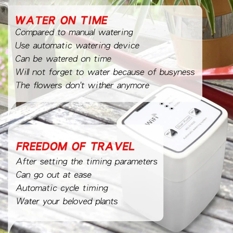 WiFi Automatic Drip Irrigation System Dual Pump Smart Watering Kit - White