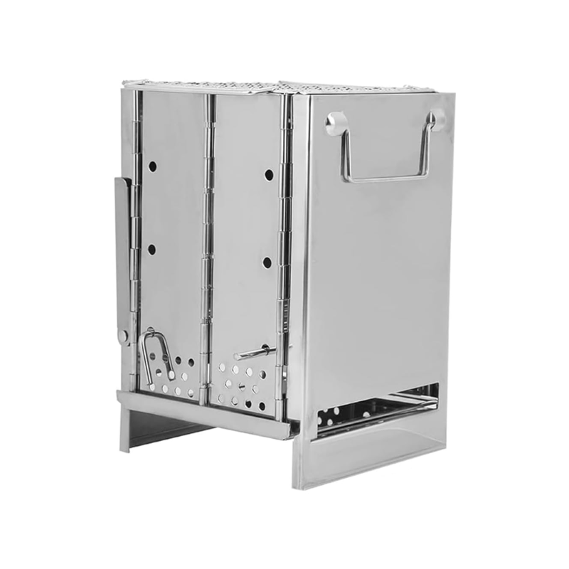 Camping Wood Stove Foldable Stainless Steel Portable Outdoor Cooker - Large