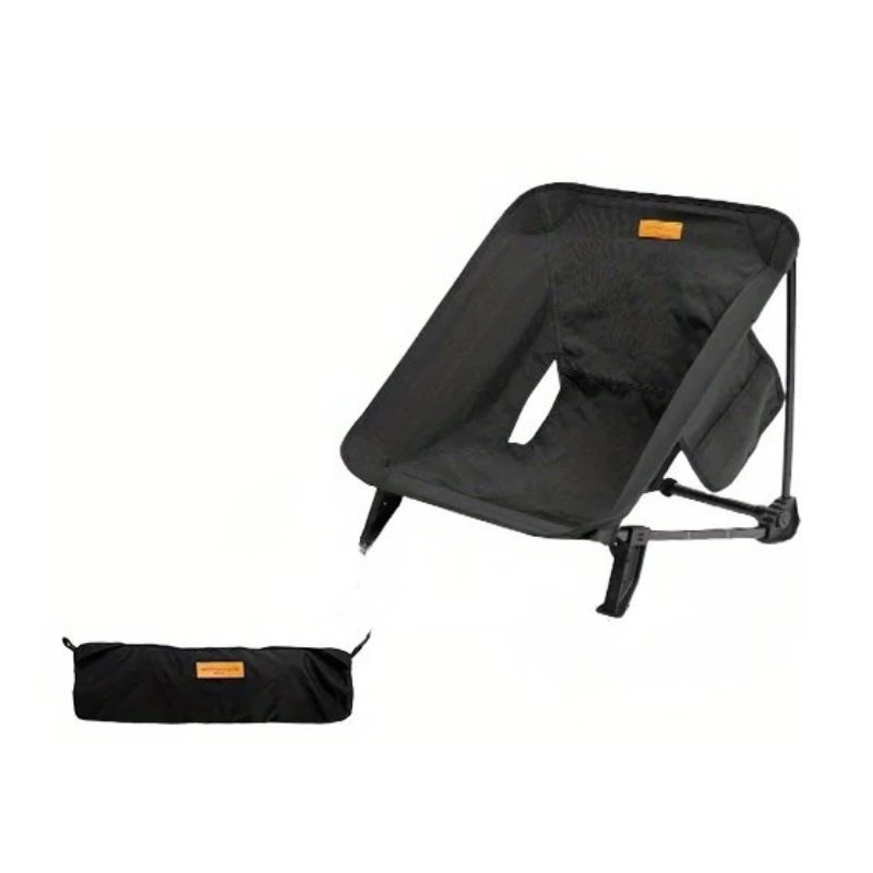 Camping Folding Chair Aluminum Alloy Ultra Lightweight Beach Seat - Black