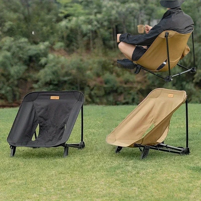 Camping Folding Chair Aluminum Alloy Ultra Lightweight Beach Seat - Black