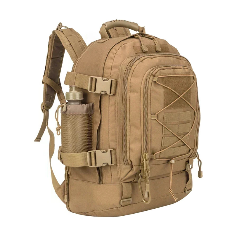 Tactical Backpack 60L Expandable Waterproof Hiking Travel Laptop Bag - Brown