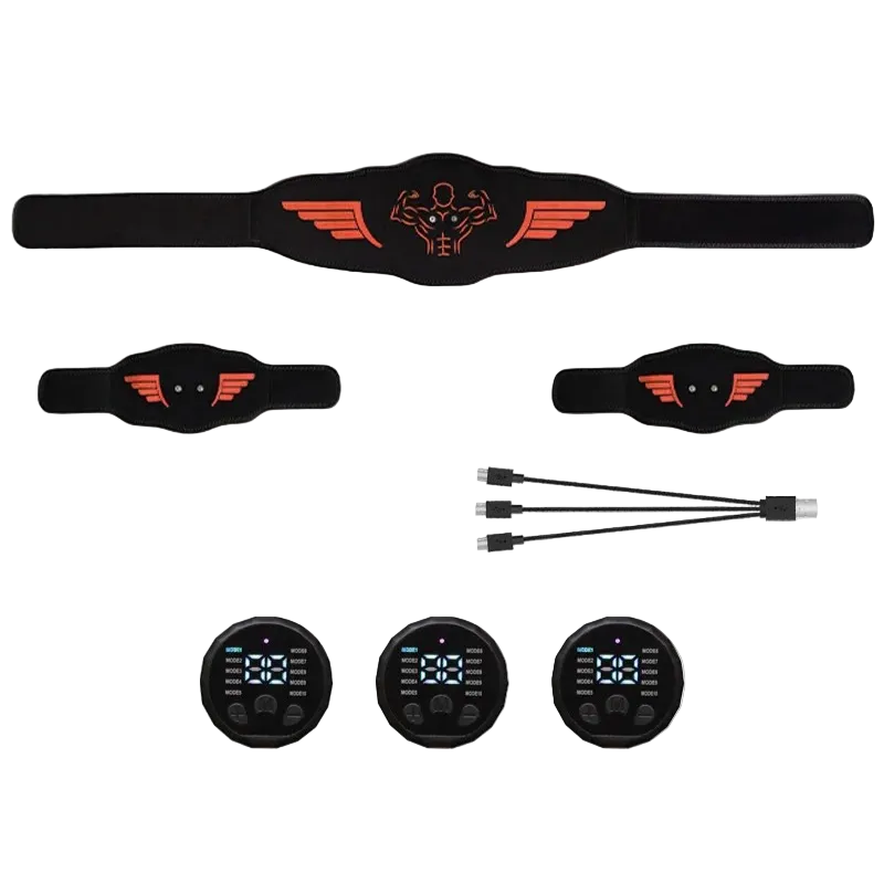 EMS Abdominal Toning Belt Rechargeable Muscle Stimulator Trainer with 10 Modes 30 Levels - 1belt 2arm