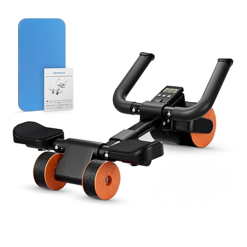 Adjustable Ab Roller Four Wheel Rebound Core Trainer Plank Support Fitness Equipment - Orange