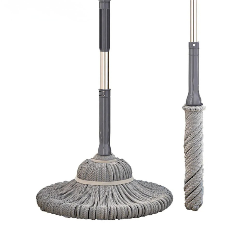 Rotating Self-Twisting Mop with Telescopic Handle 128cm Hands-Free Cleaning - Cotton Thread
