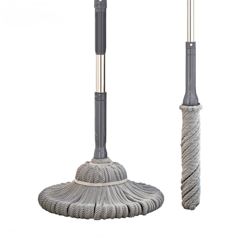 Rotating Self-Twisting Mop with Telescopic Handle 128cm Hands-Free Cleaning - Fiber Ropem