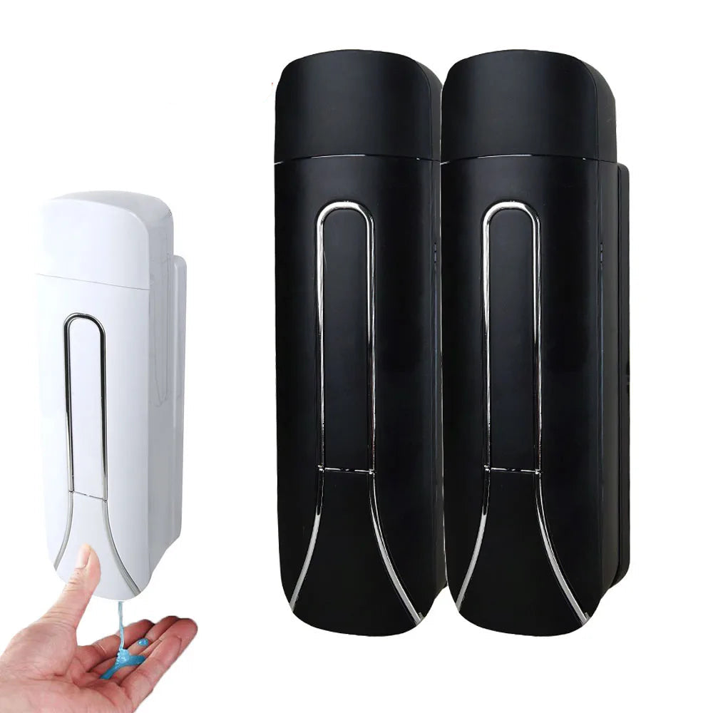 Soap Dispenser 350mL Wall Mounted Manual Liquid Soap Pump Bathroom Kitchen Holder – Black