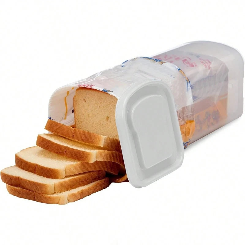 Bread Storage Box Tall Vertical Kitchen Container with Lid – White