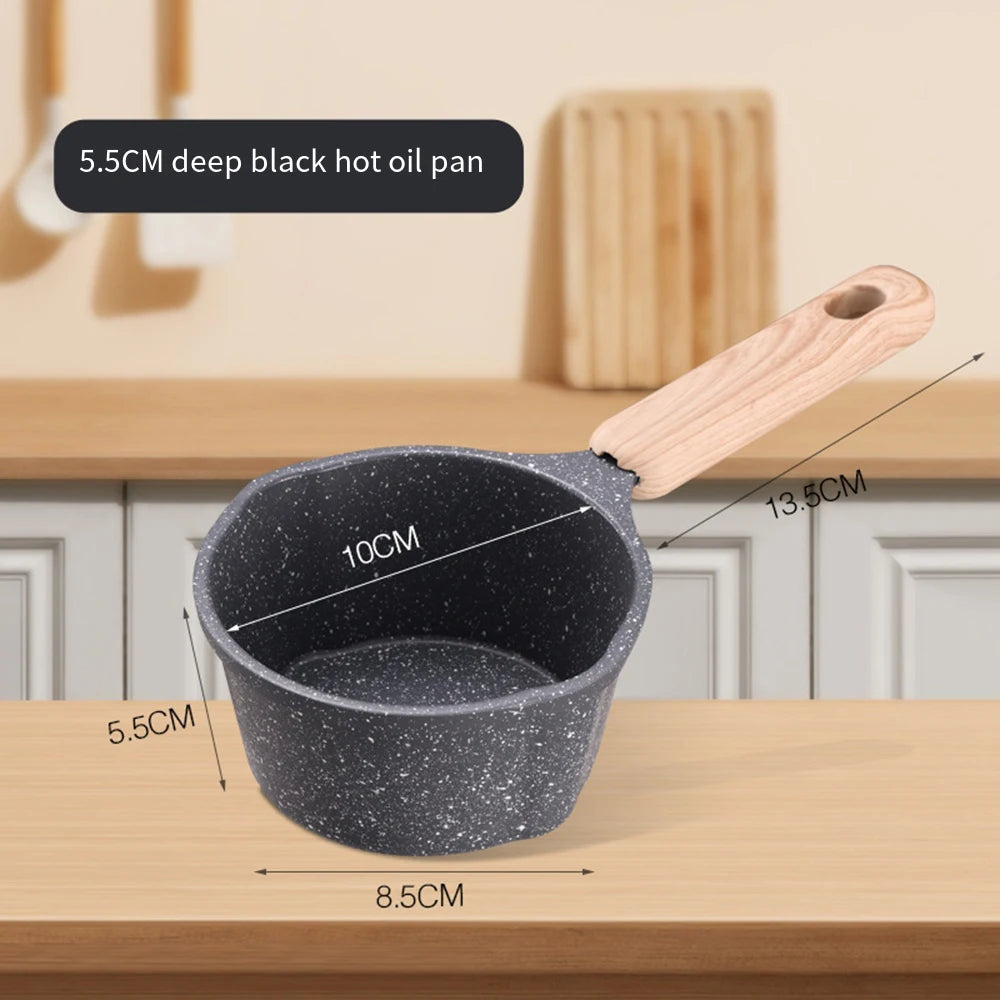 Milk Pot Small Nonstick Saucepan Butter Warmer with Pour Spout and Measurement Marks – Black