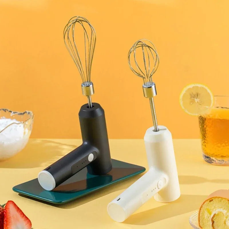 Electric Egg Beater USB Rechargeable 3 Speed Handheld Mixer with 2 Stainless Steel Whisks