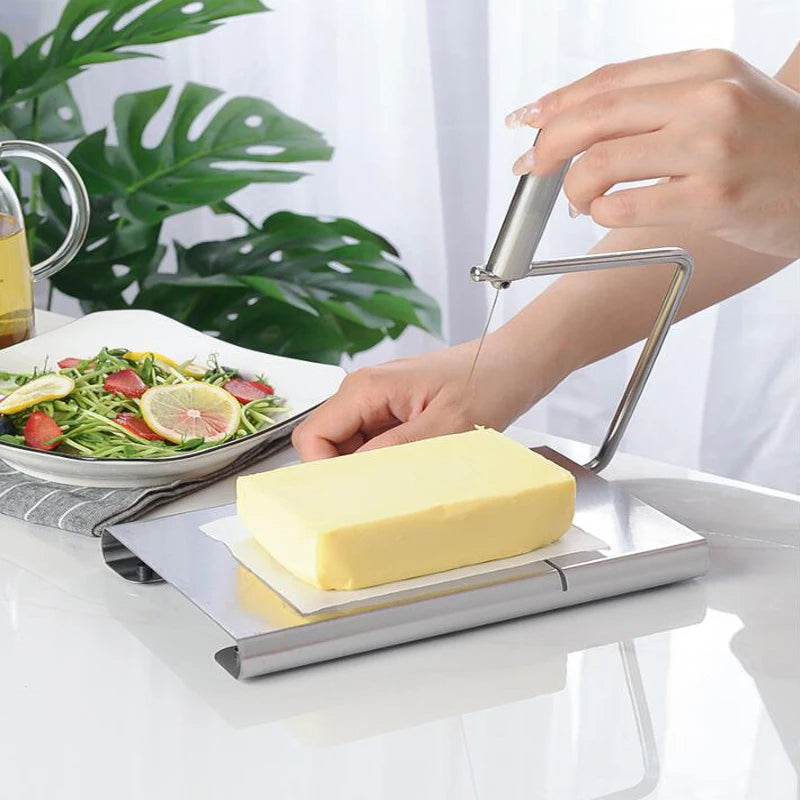 Cheese Slicer 21 cm Stainless Steel Wire Cutter with 5 Replacement Wires Ergonomic Handle - Basic Pattern