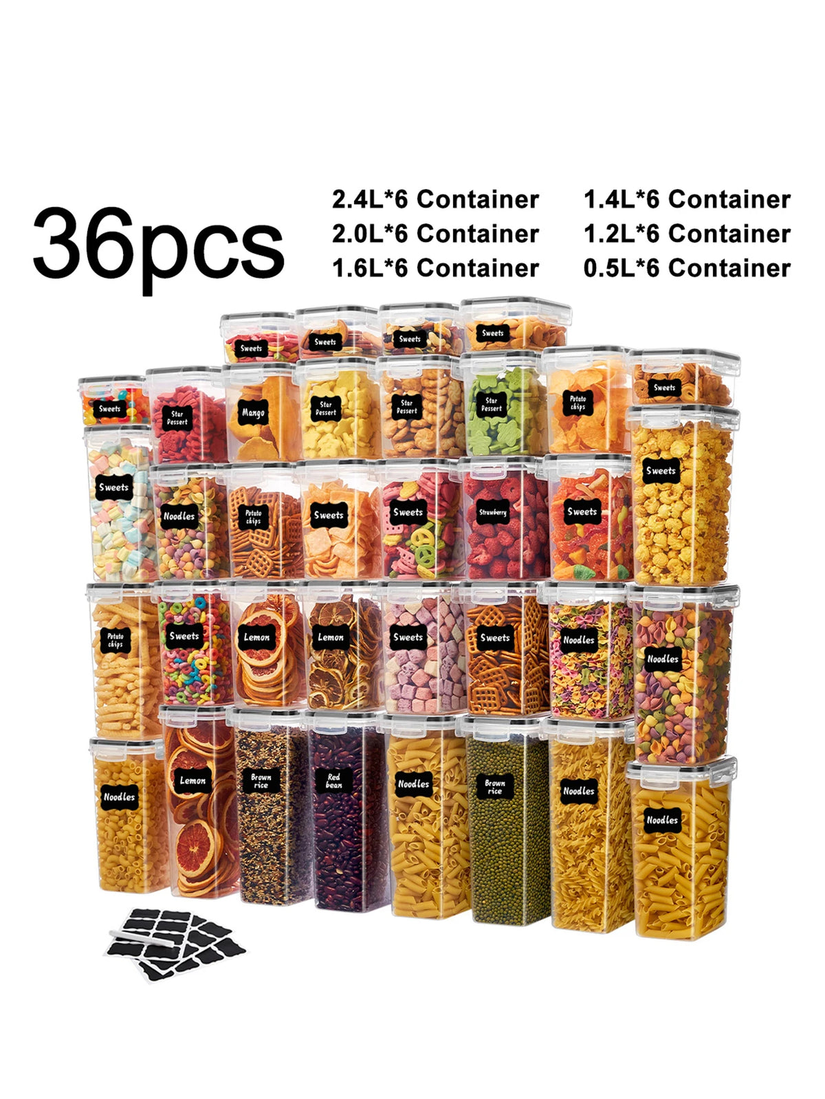 36-Piece Food Storage Containers BPA-Free Airtight Plastic Kitchen Organiser