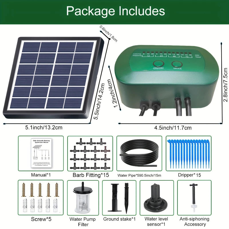 Solar Drip Irrigation System Automatic Watering Kit with Timer - 2W