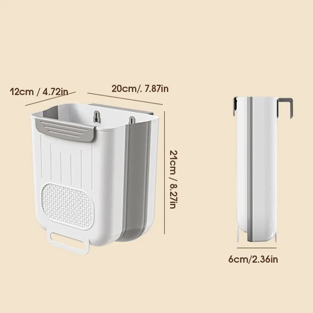 Hanging Rubbish Bin 6L Foldable Kitchen Cabinet Door Waste Bin - Grey