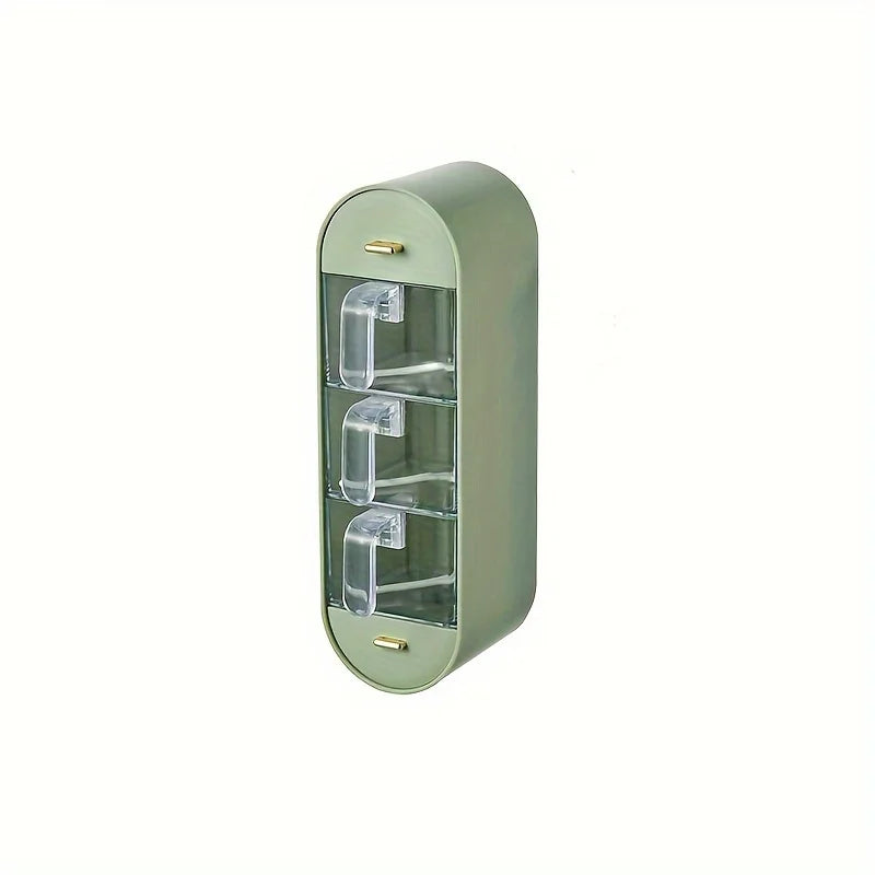 Seasoning Box 5 Compartment Wall Mounted Spice Container Pull Out Storage Rack – Light Green
