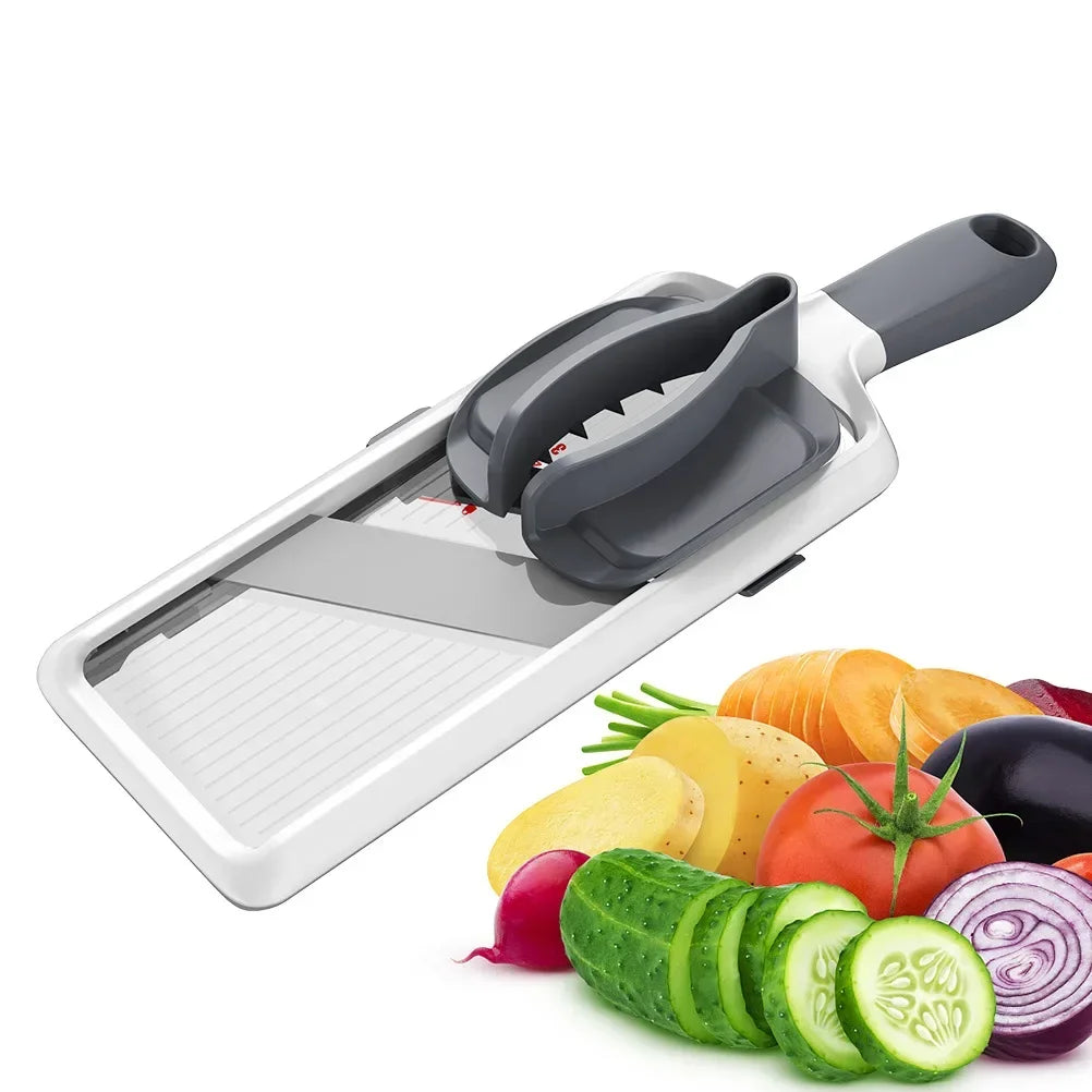 Multi Handheld Vegetable Slicer Adjustable Stainless Steel Mandoline Cutter and Grater – Grey