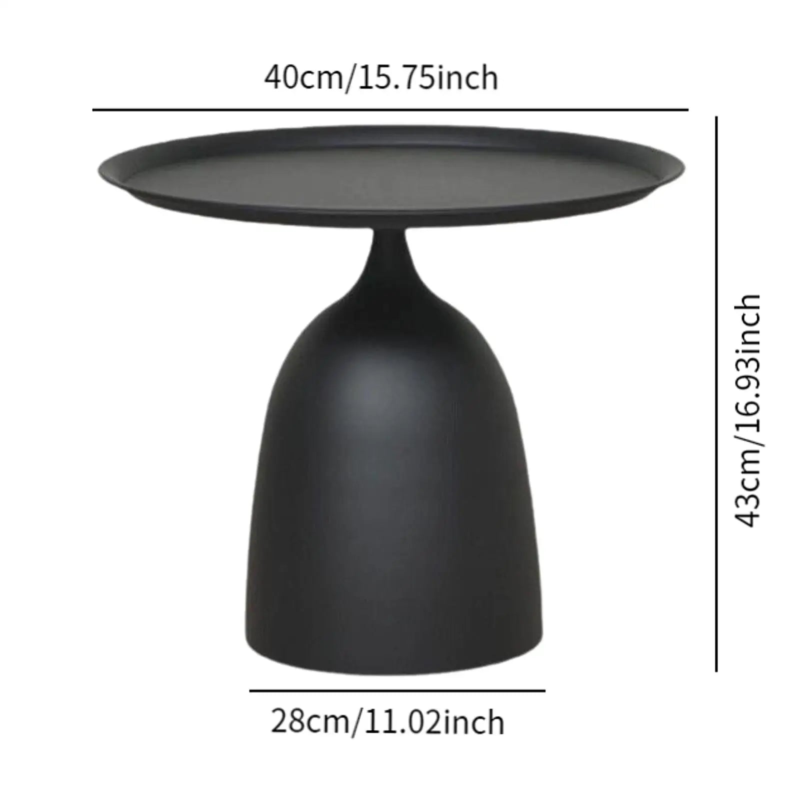 Small Round Metal Side Table 46cm Minimalist Pedestal Accent Table - Black