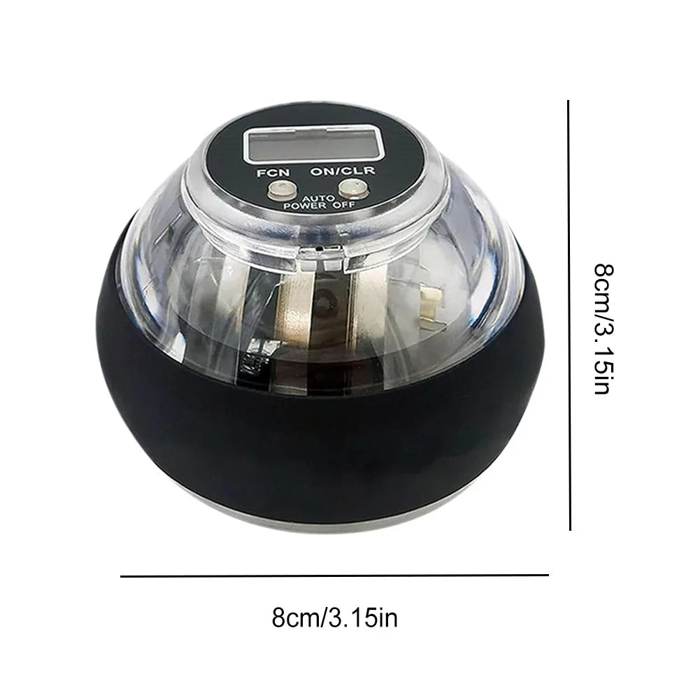 Wrist Power Gyro Ball Self Starting Forearm Strength Trainer LCD Display Grip Exercise Tool - Black