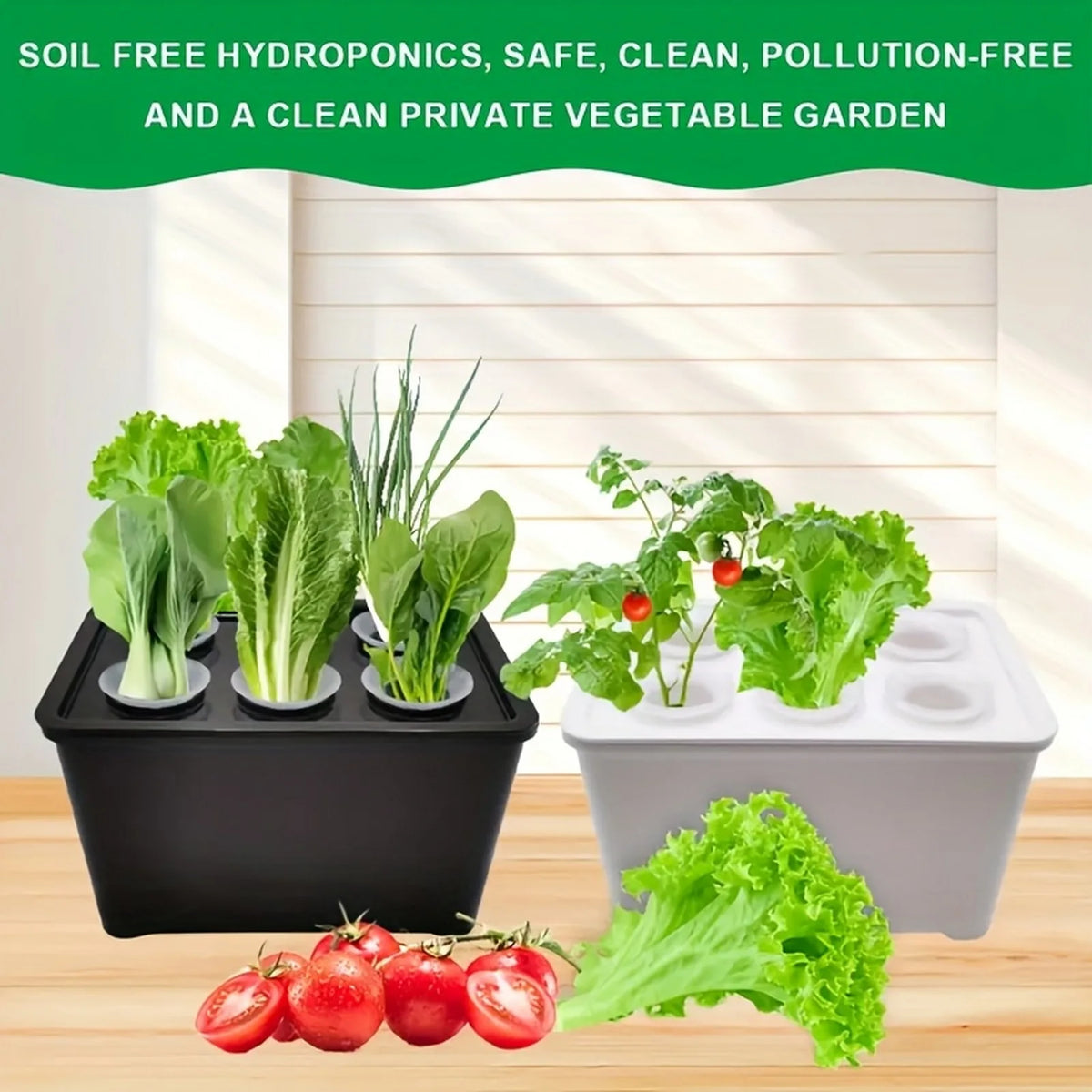 4Pcs Hydroponic Grower Box With Lid PP Indoor Planting Container - Black