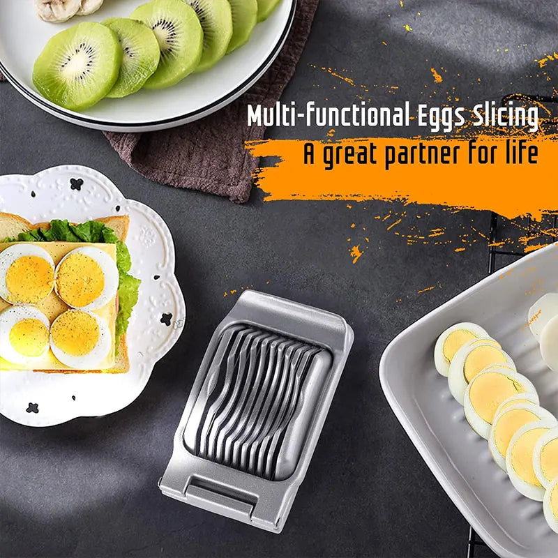 Egg Slicer Heavy Duty Aluminium Stainless Steel Wire Soft Fruit Cutter Kitchen Tool - Silver