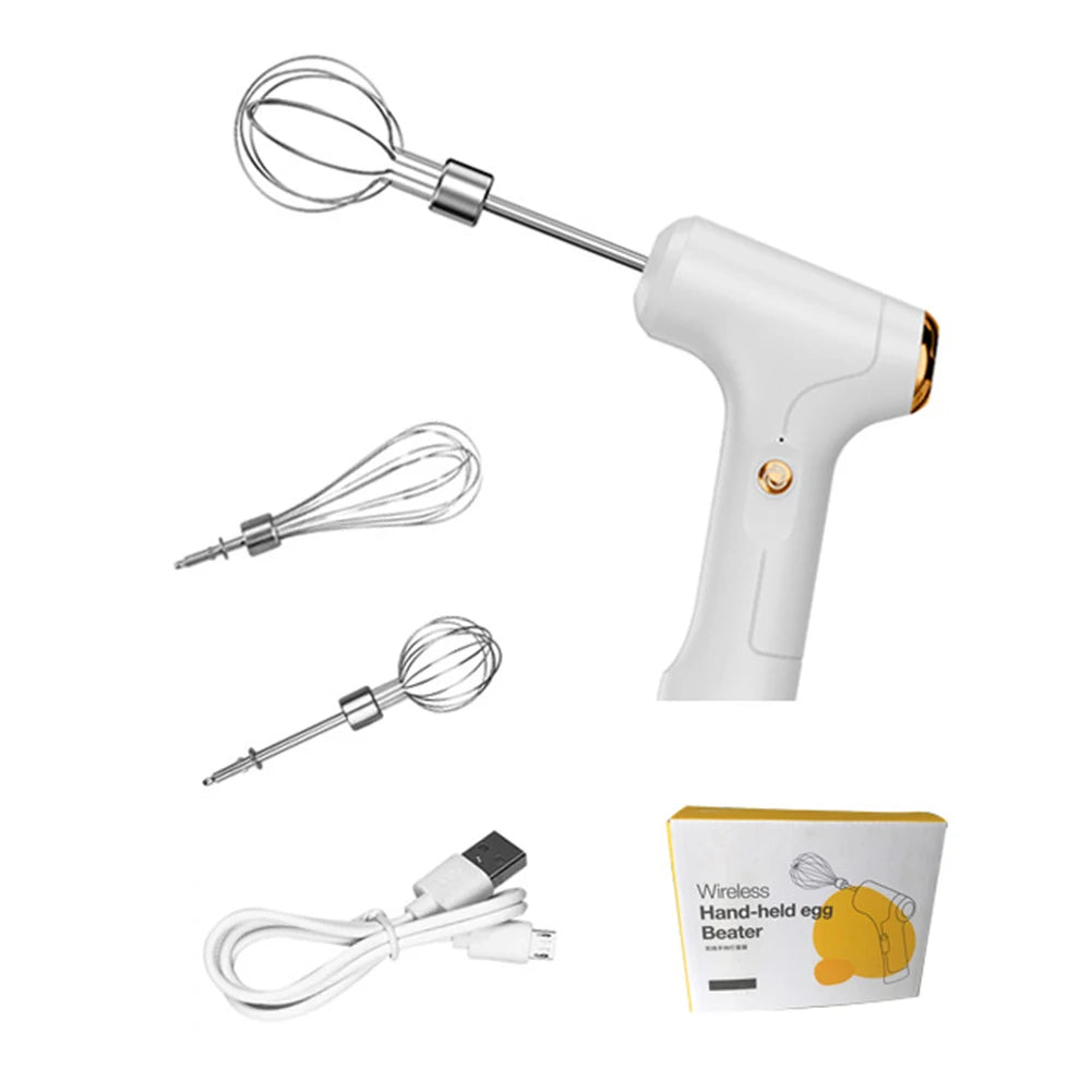 Electric Hand Mixer USB Rechargeable Cordless Food Whisk with Dual Beaters One Touch Control – Green