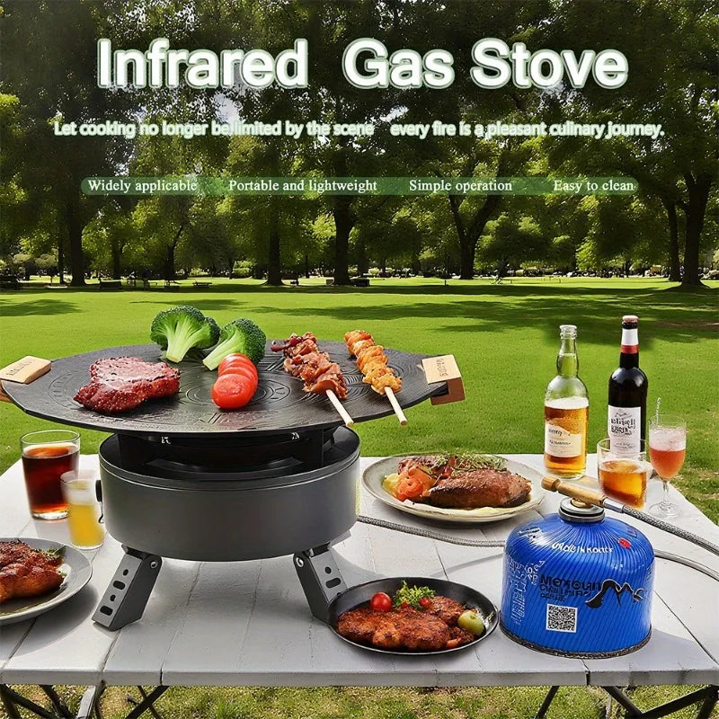 Camping Gas Stove 3200W Portable Wind Resistant Outdoor Cooking Burner - Black