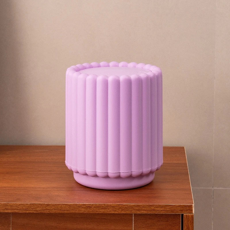 Mini Desk Rubbish Bin Sunflower Design Press-Top Lid Small Waste Bin - Purple