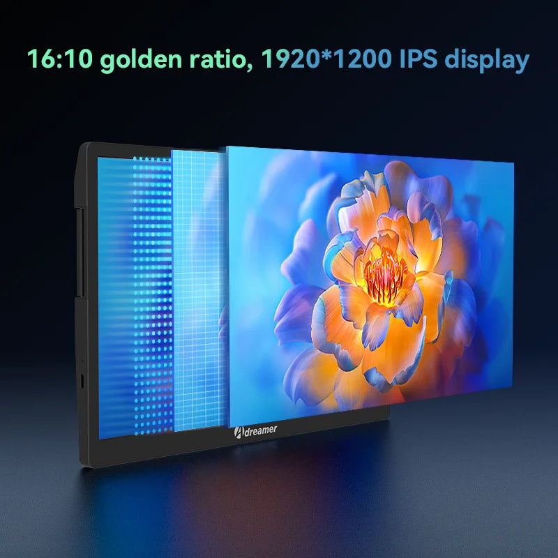 Portable Triple Screen Monitor 13.3 Inch FHD IPS Laptop Screen Extender USB-C Foldable Display