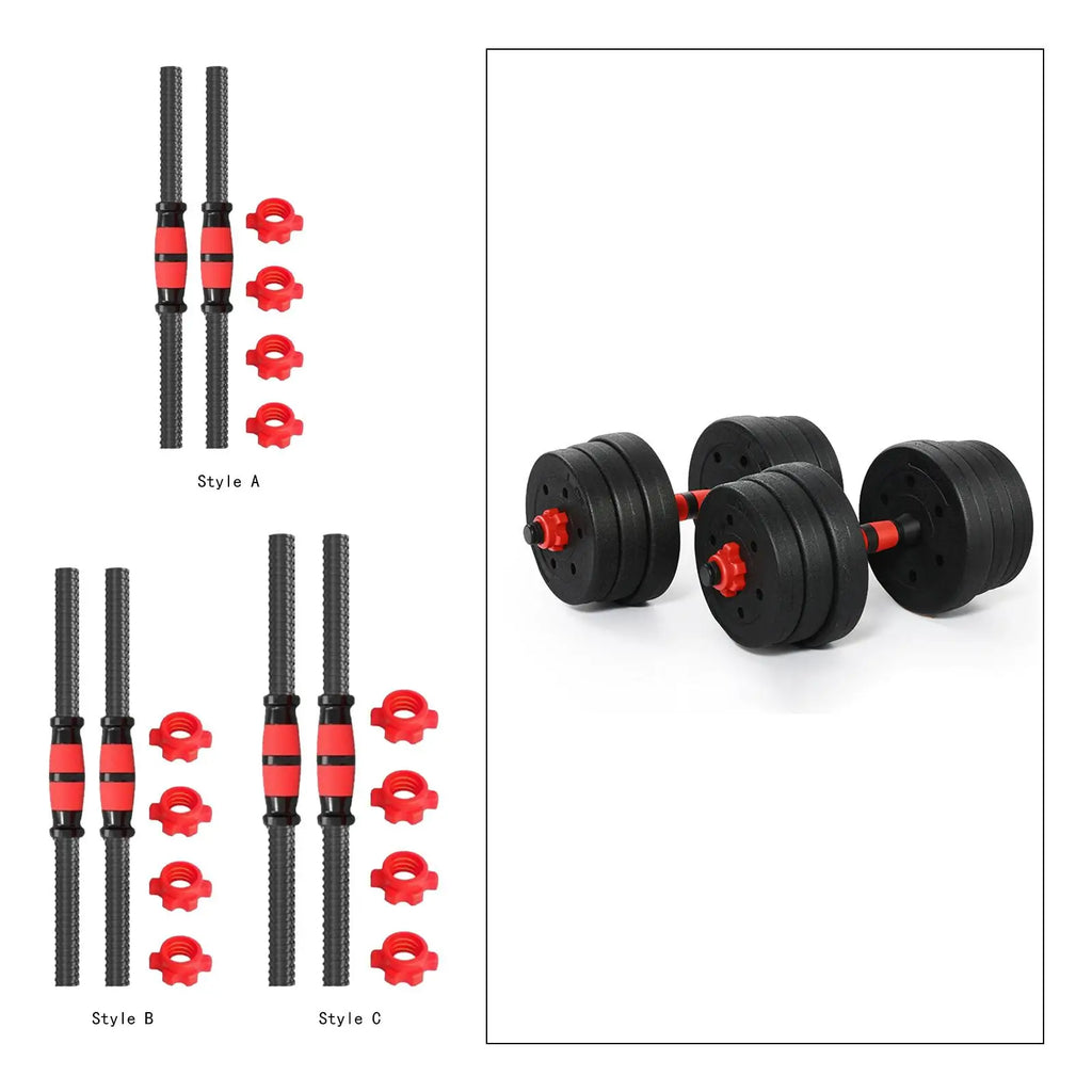 Dumbbell Bars Set 2 Pack Adjustable Steel Handles with Spinlock Nuts for Strength Training - 35cm