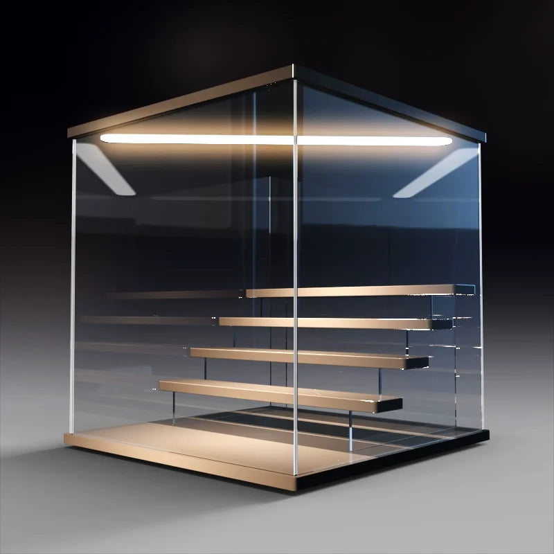 Display Case Portable LED Acrylic Organizer Box 3 Layer Stackable Dust Proof