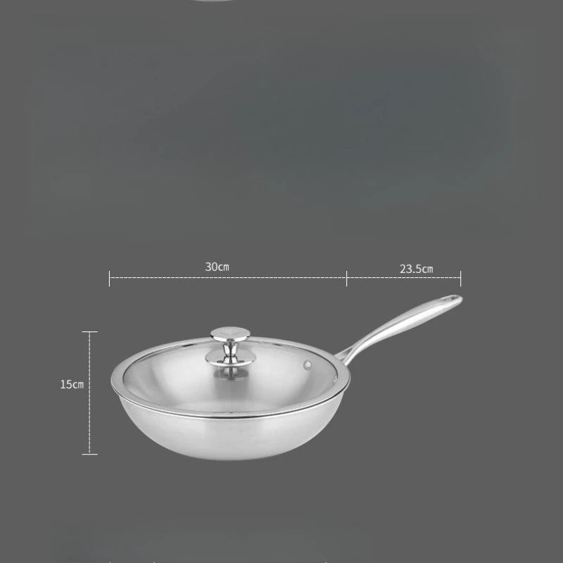 Wok Pan 34cm Titanium Alloy Uncoated Stir Fry Cookware Induction Compatible