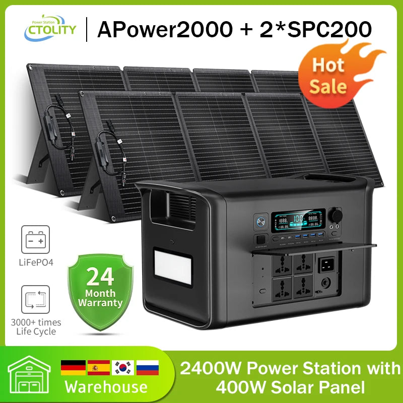 Portable Power Station 2048Wh LiFePO4 Solar Generator UPS Backup Battery
