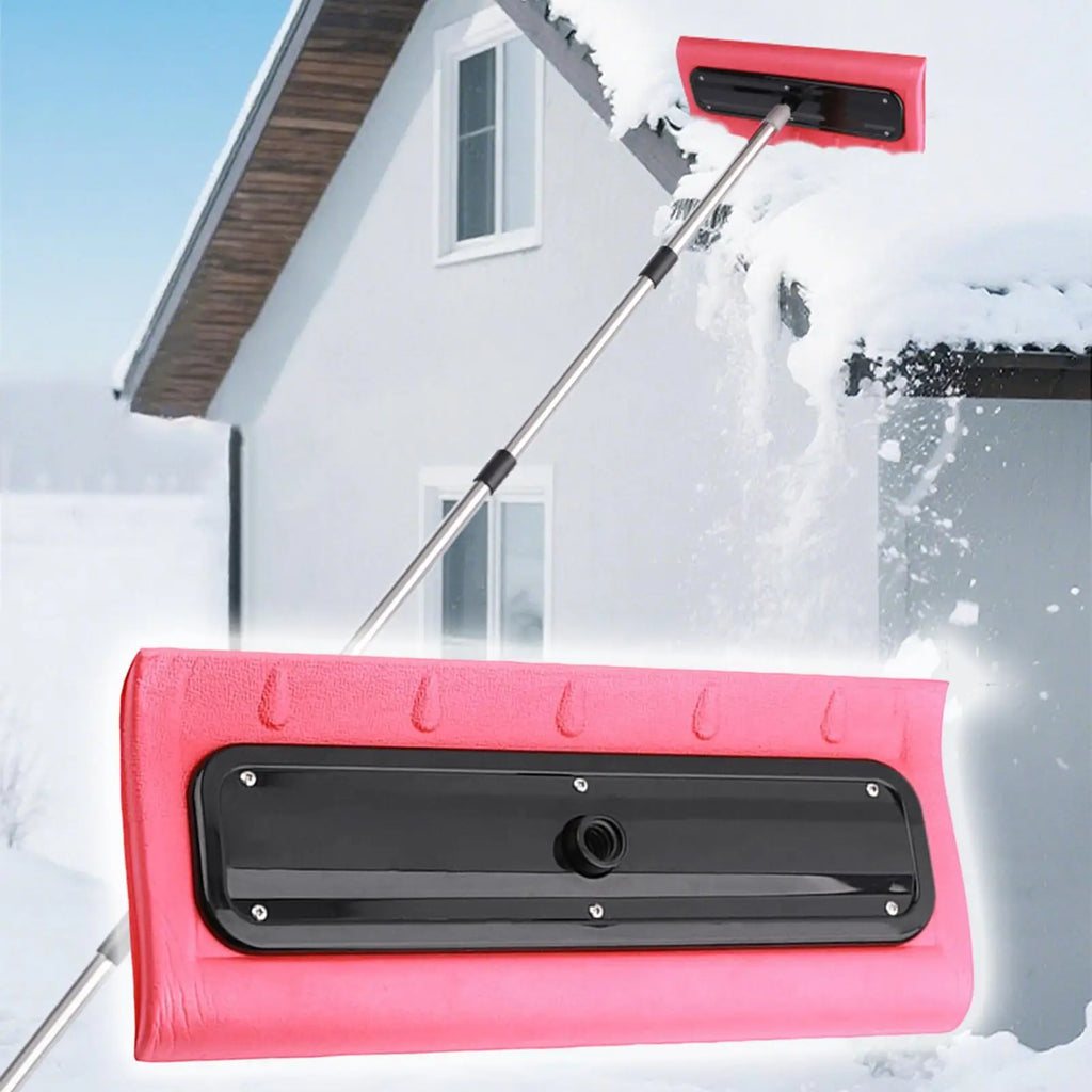 Snow Brush Foam Head Roof Rake Lightweight Snow Removal Tool for Vehicles Pink