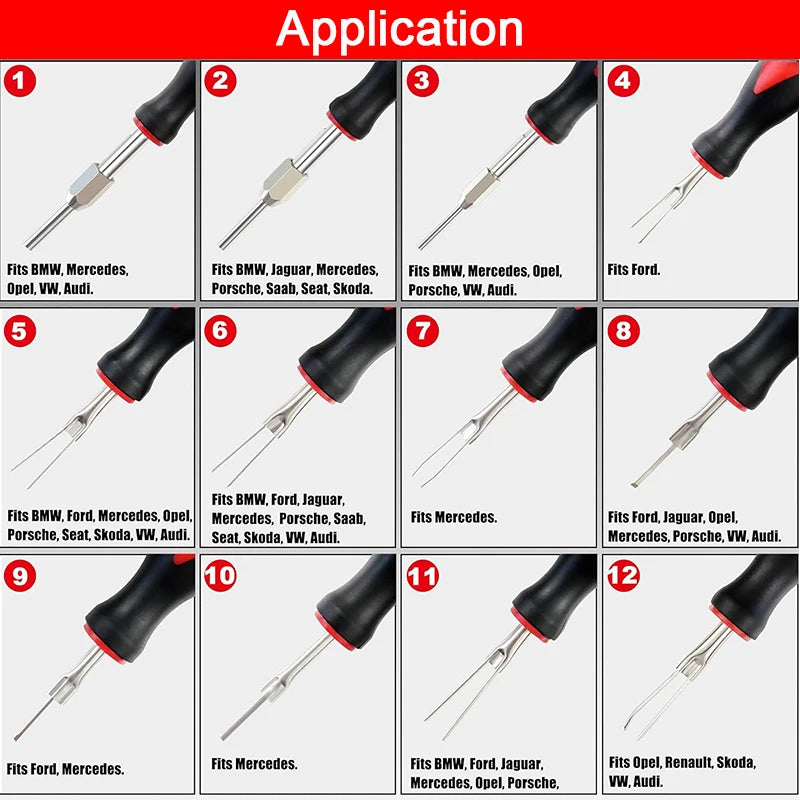 Universal Automotive Terminal Removal Tool Set – 23-Piece Car Wire Harness Connector Pin Extractor – Red