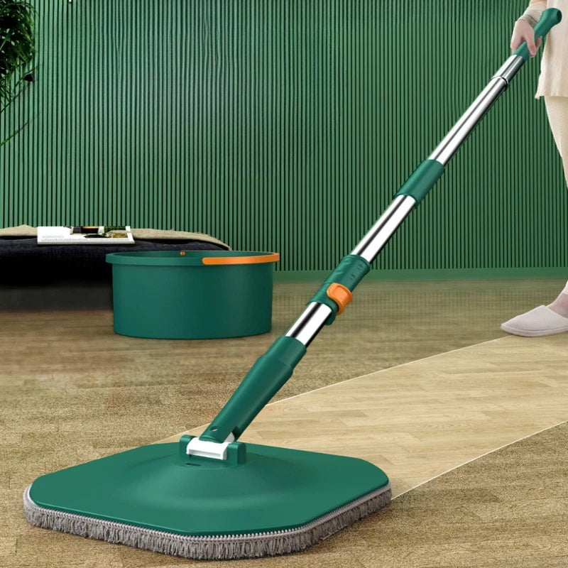 Spin Mop Bucket Set 360° Flat Floor Cleaning Mop with 3 Microfibre Cloth Pads