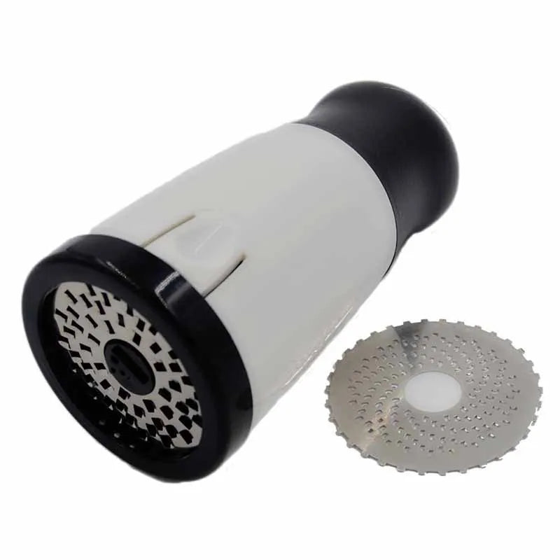 Stainless Steel Cheese Grater Grinder with 2 Interchangeable Grating Plates – Black