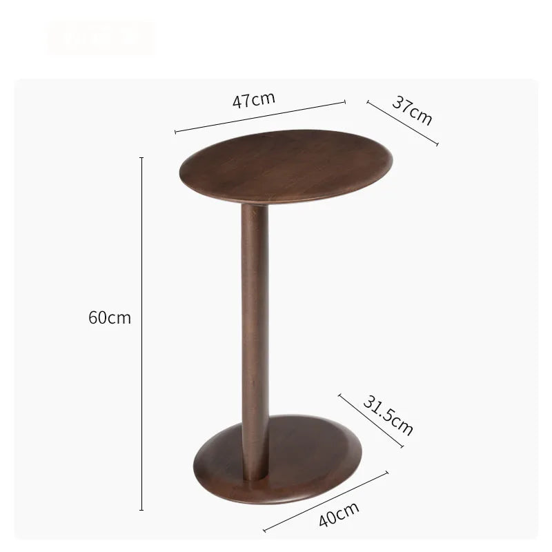 Side Table Solid Wood Round Small Coffee Table Wooden Bedside Furniture – Walnut