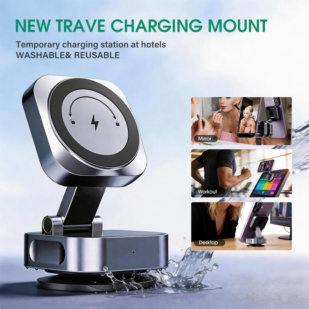 Car Wireless Charger 25W Foldable Vacuum Suction Cup Phone Holder Type C Charging Stand