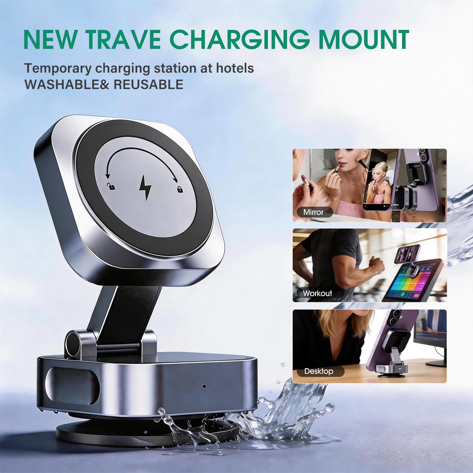 Car Wireless Charger 25W Foldable Vacuum Suction Cup Phone Holder Type C Charging Stand