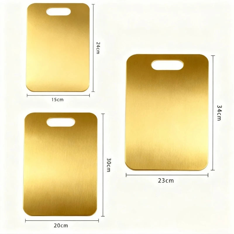 Stainless Steel Cutting Board Set 3 Piece Chopping Boards with Scale - Gold
